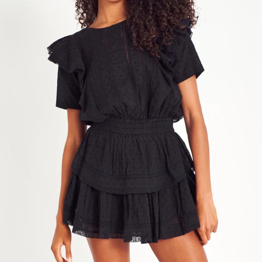 Black LoveShackFancy Natasha Heritage Mini Dress